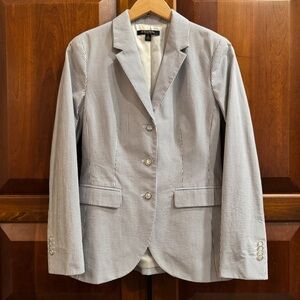Brooks Brothers Stellita Fit Blue & White Searsucker Blazer Size 8